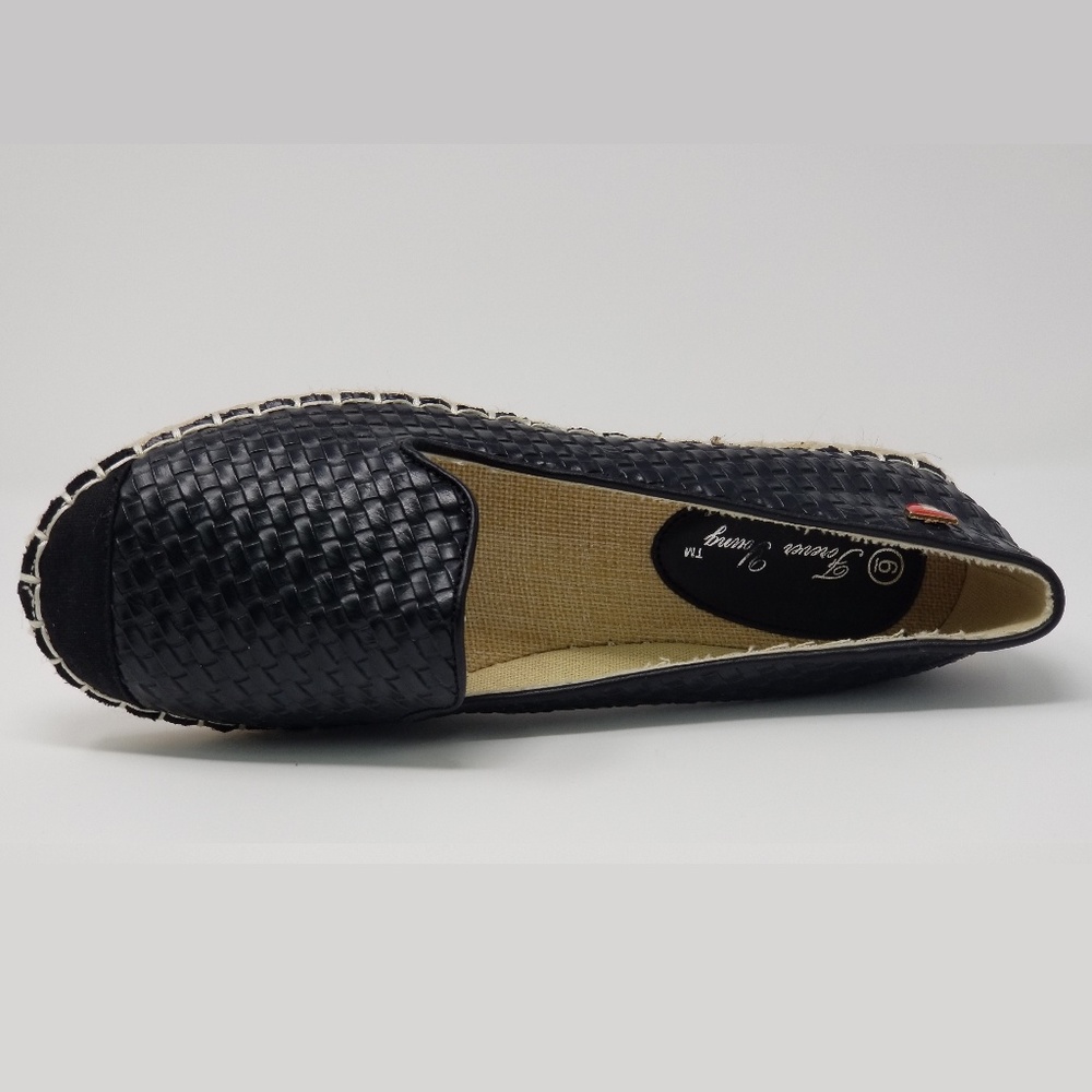 Women Wicker Espadrille Flats, E-2601, Black, Size 8 - Picture 3 of 3